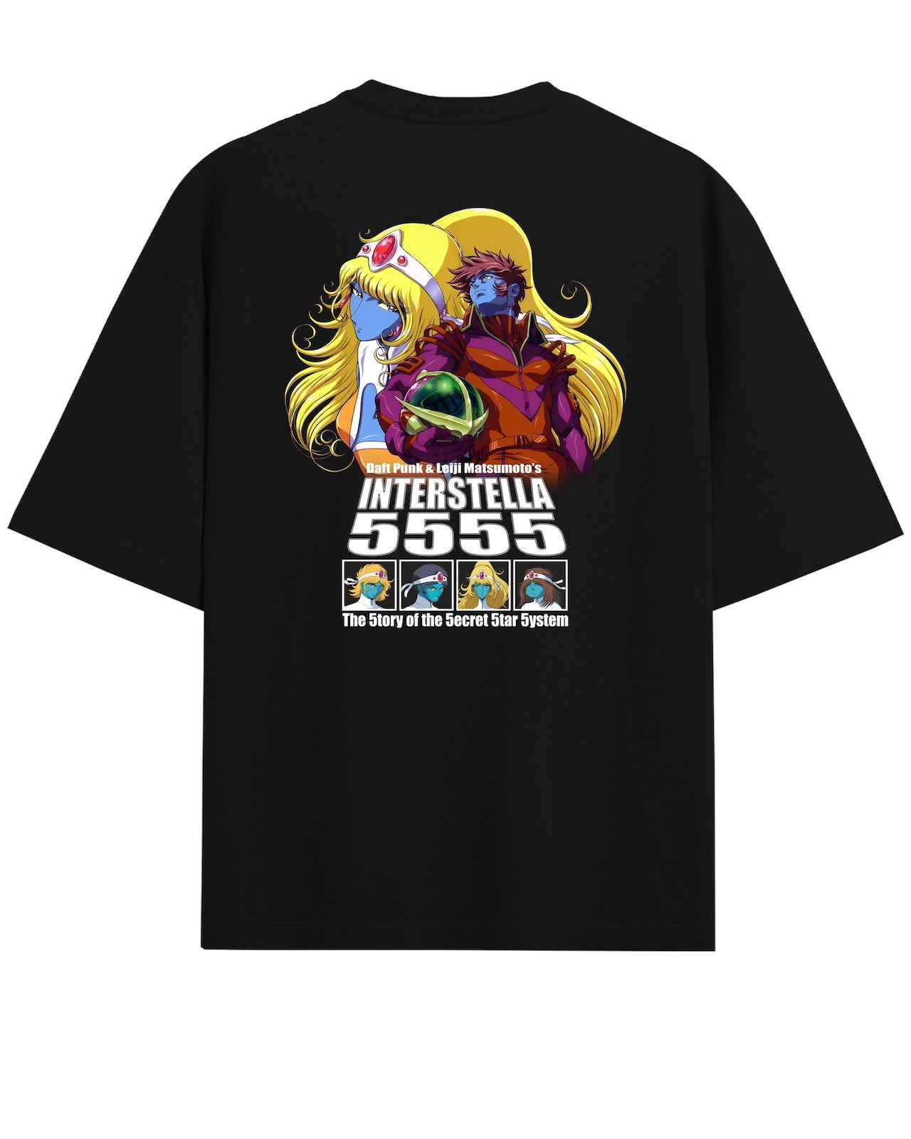 'Daft Punk: Interstella 5555' Black Oversized T-Shirt
