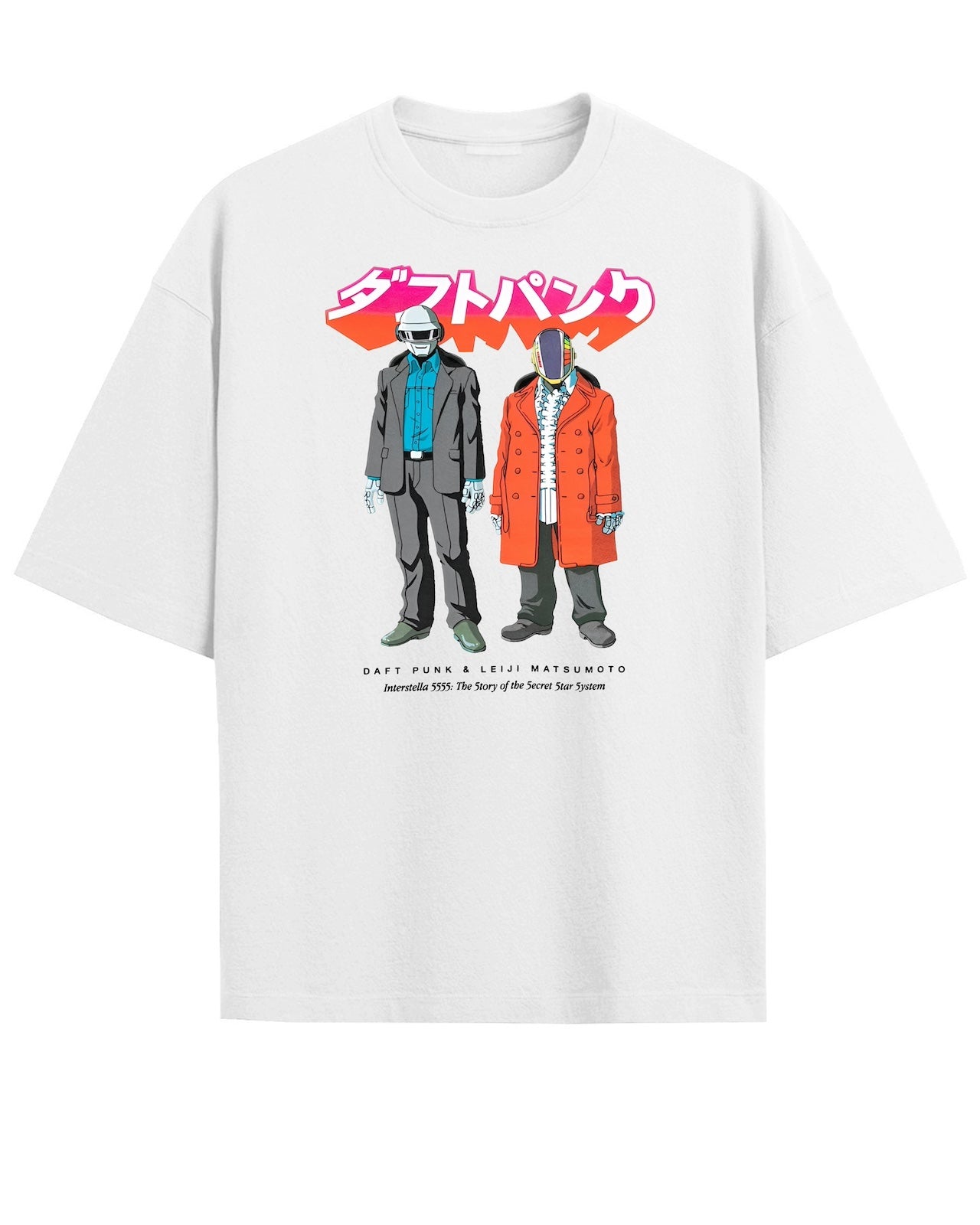 'Daft Punk and Leiji Matsumoto' White Oversized T-Shirt