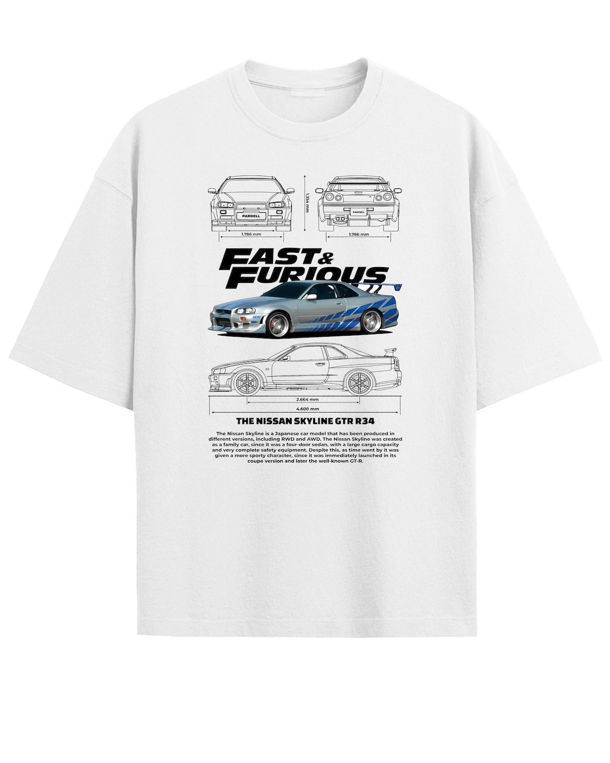 '2 Fast 2 Furious: Nissan Skyline GTR R34' Oversized T-Shirt