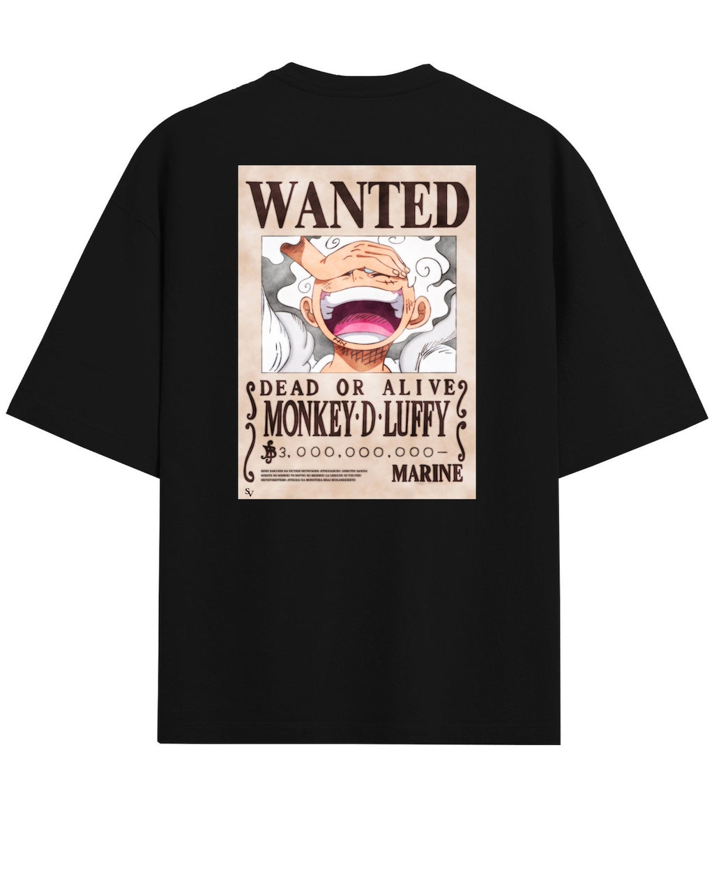 'One Piece: Wanted Luffy' Black/White Oversized T-Shirt