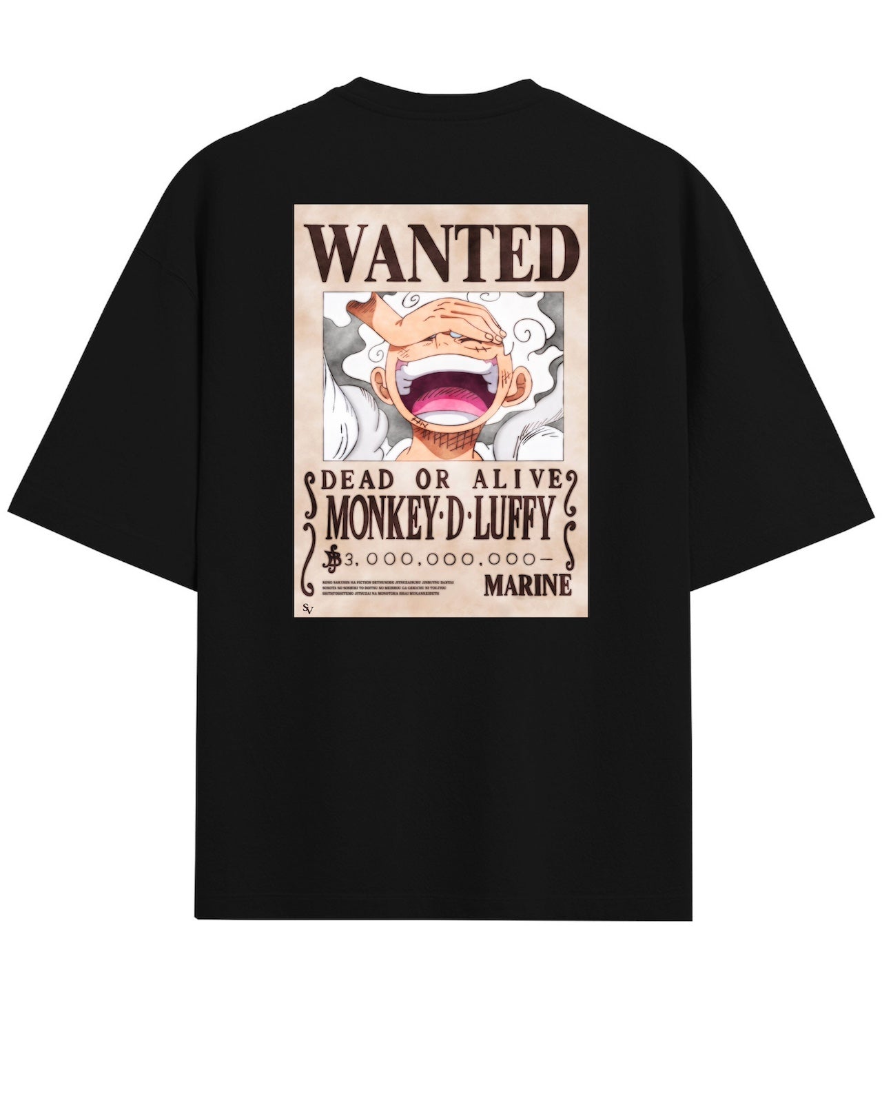 'One Piece: Wanted Luffy' Black/White Oversized T-Shirt