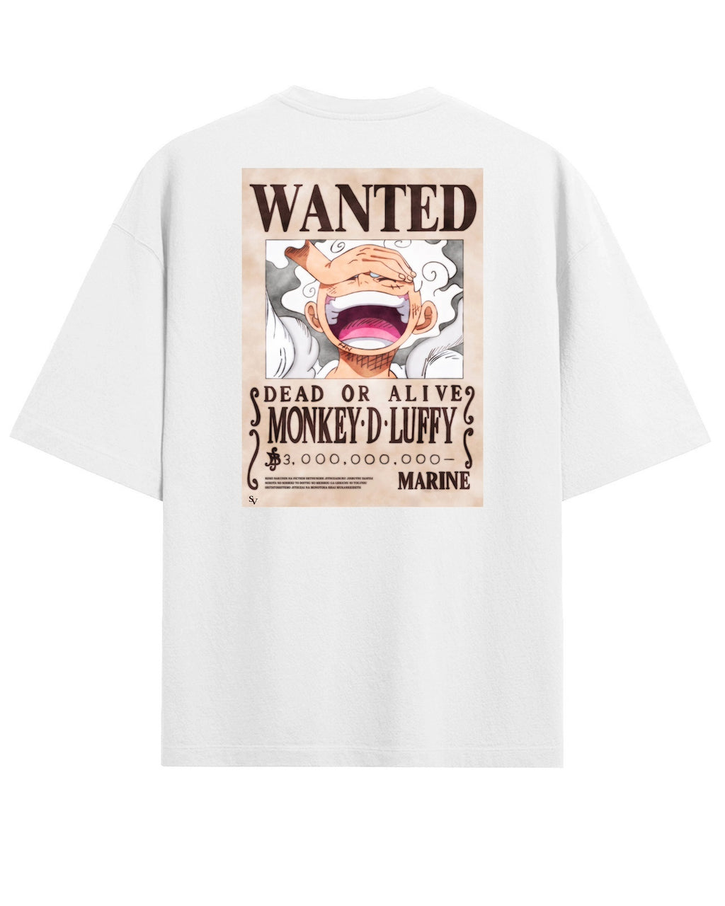 'One Piece: Wanted Luffy' Black/White Oversized T-Shirt