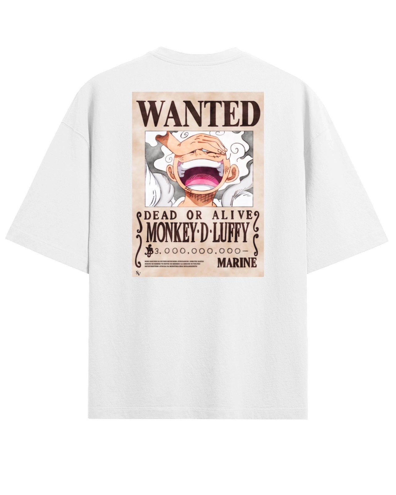 'One Piece: Wanted Luffy' Black/White Oversized T-Shirt